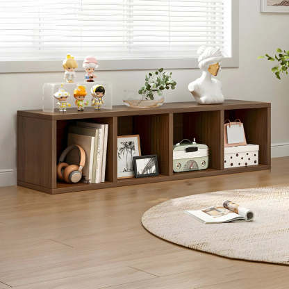 Wood Horizontal Compact Bookcase — Oak
