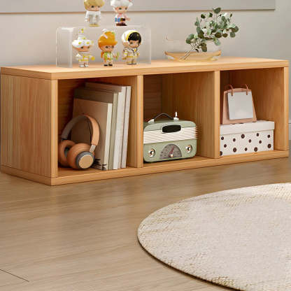 Wood Horizontal Compact Bookcase — Off-White