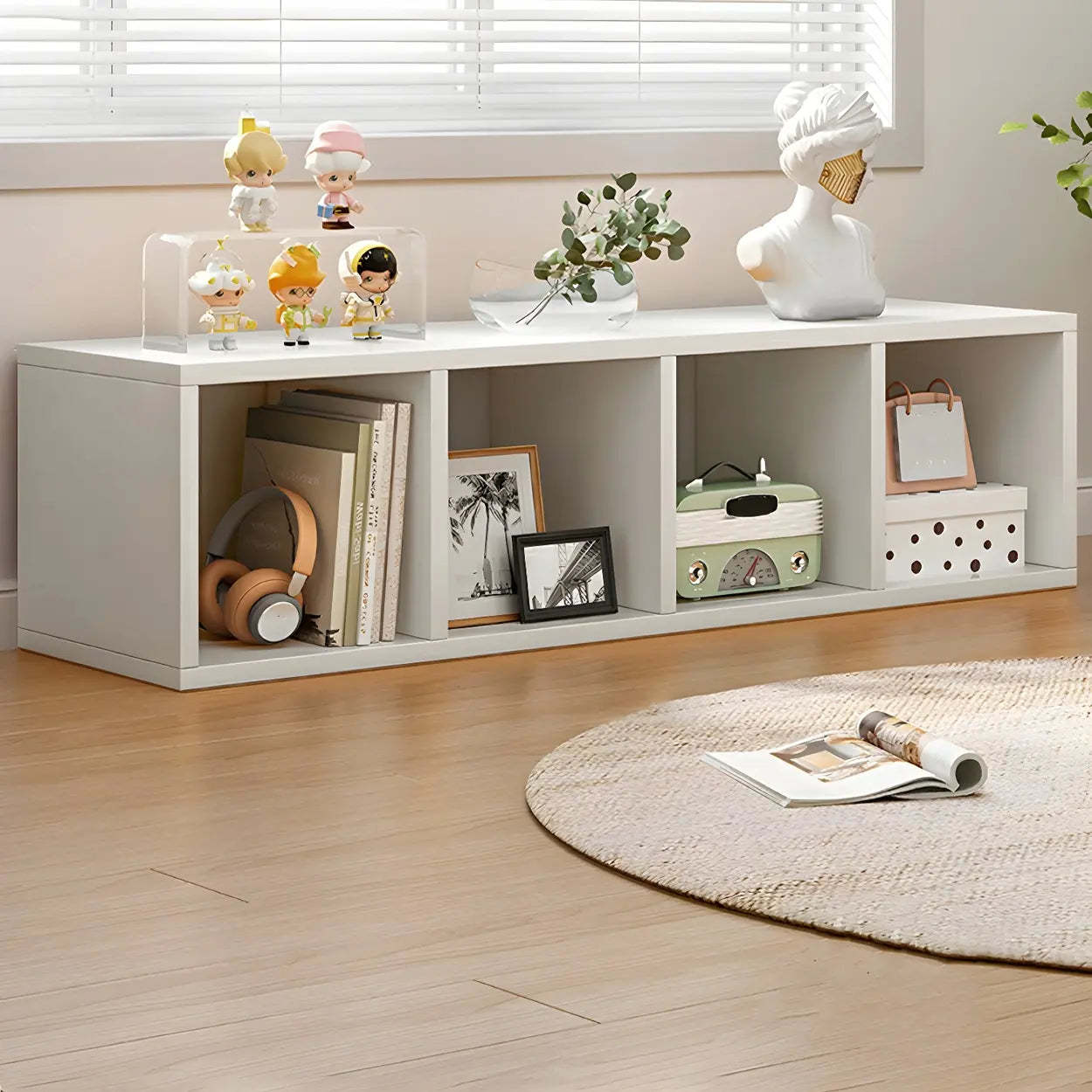 Wood Horizontal Compact Bookcase — Oak