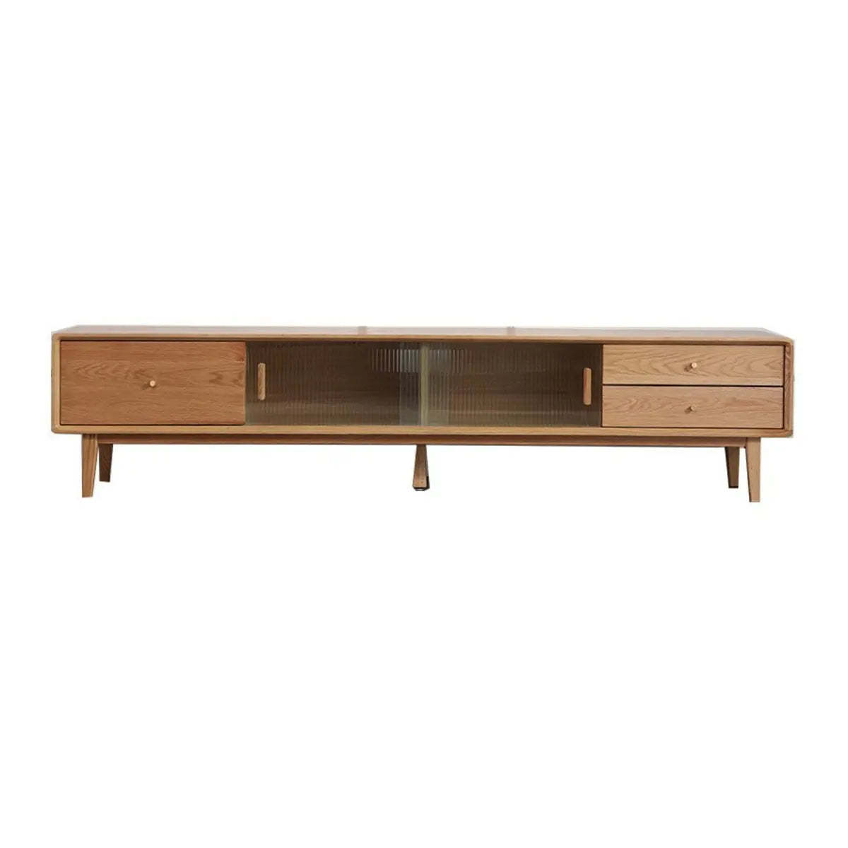 Oak Wood Rectangle Enclosed Storage TV Stand — Nut-Brown