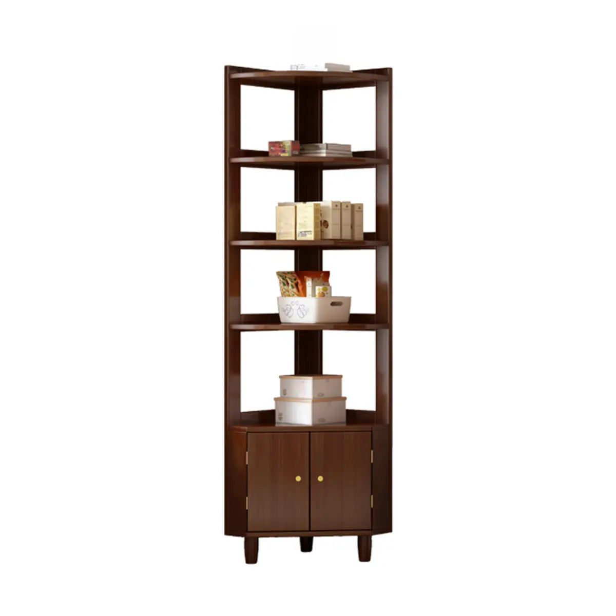 Natural Wood Corner Open Display Cabinet