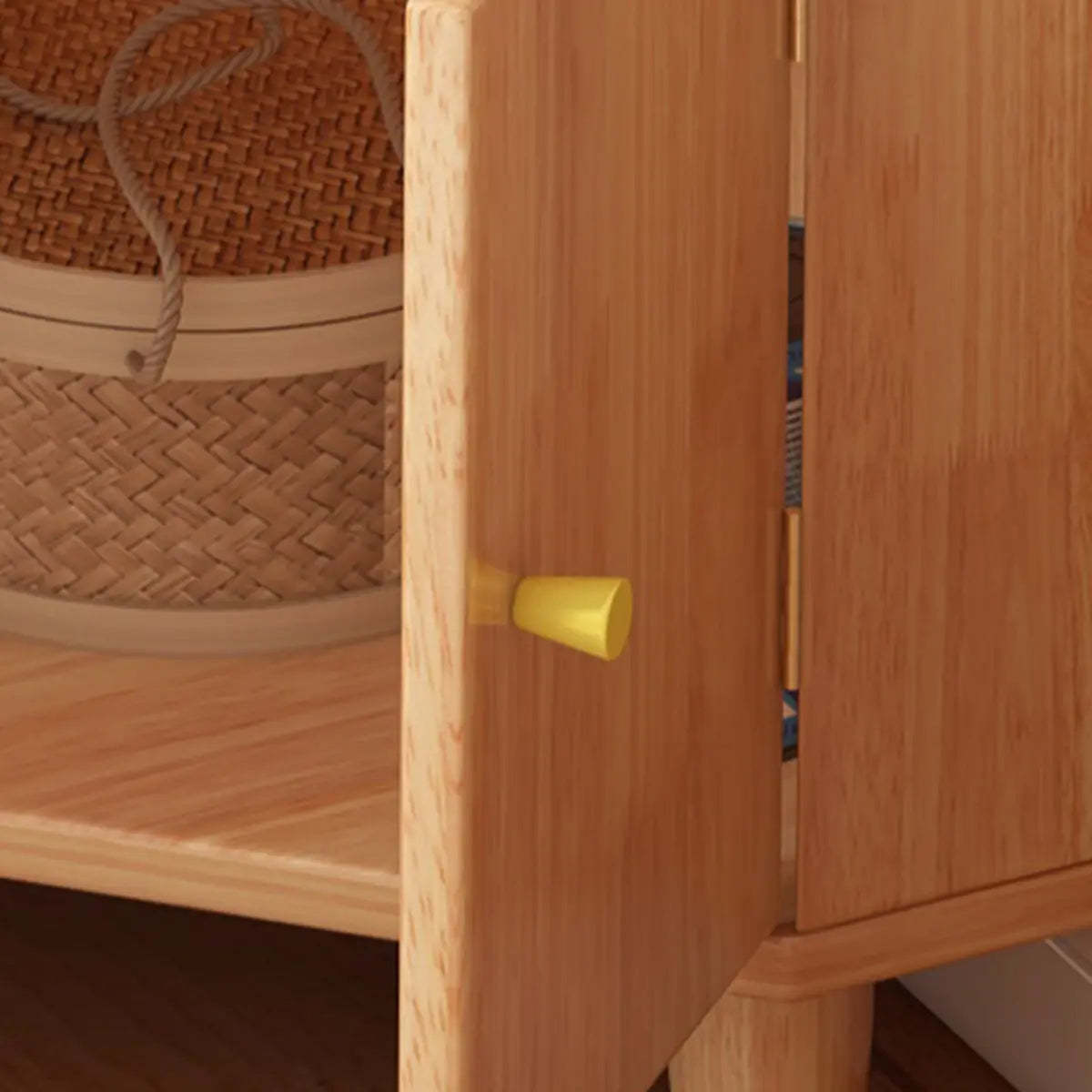 Natural Wood Corner Open Display Cabinet