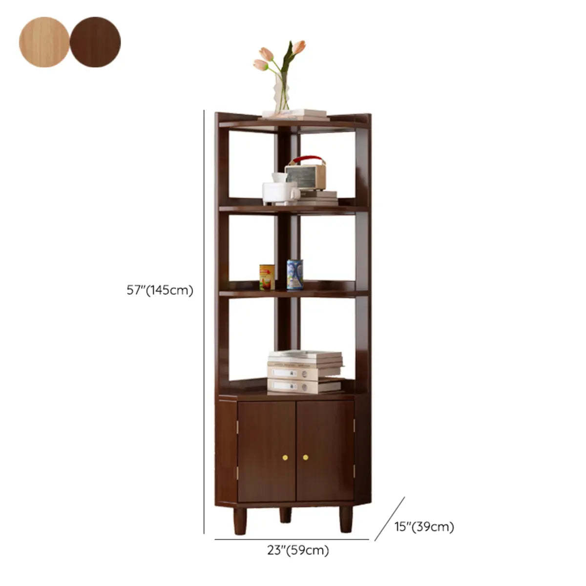Natural Wood Corner Open Display Cabinet