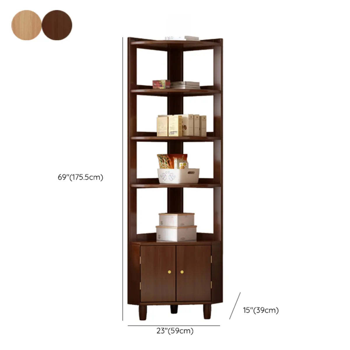 Natural Wood Corner Open Display Cabinet