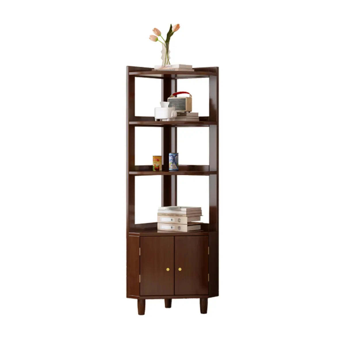 Natural Wood Corner Open Display Cabinet