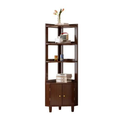 Natural Wood Corner Open Display Cabinet