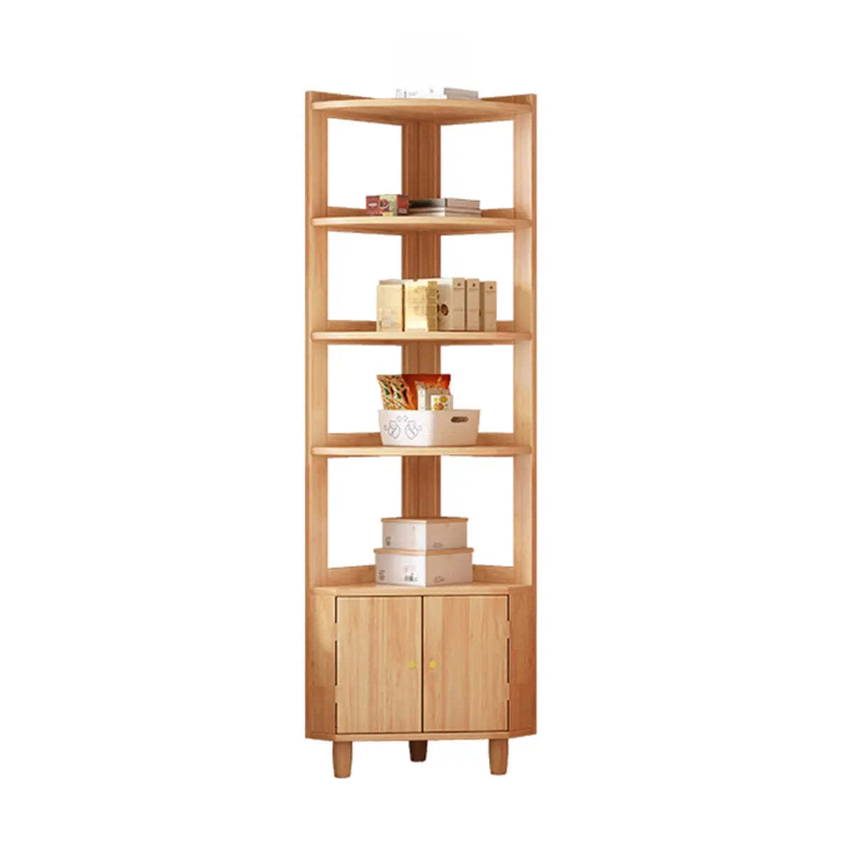 Natural Wood Corner Open Display Cabinet