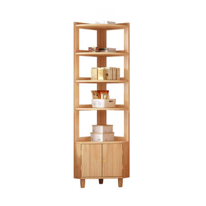 Natural Wood Corner Open Display Cabinet