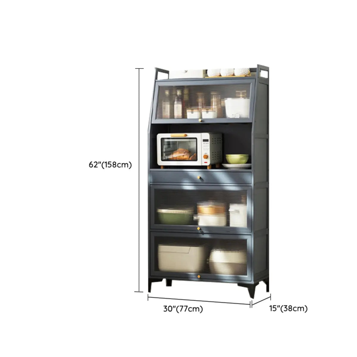 Gray Wood Dining Room Storage China Cabinet