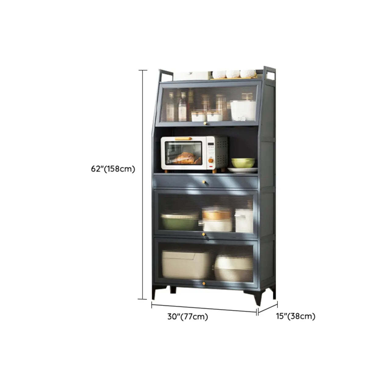 Gray Wood Dining Room Storage China Cabinet