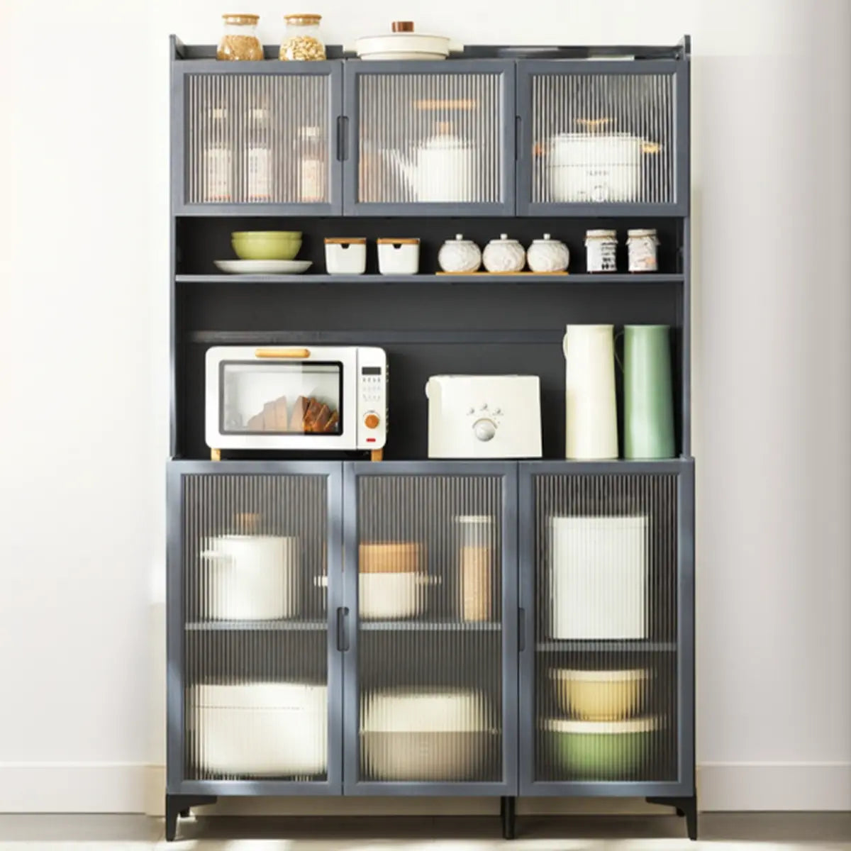 Gray Wood Dining Room Storage China Cabinet