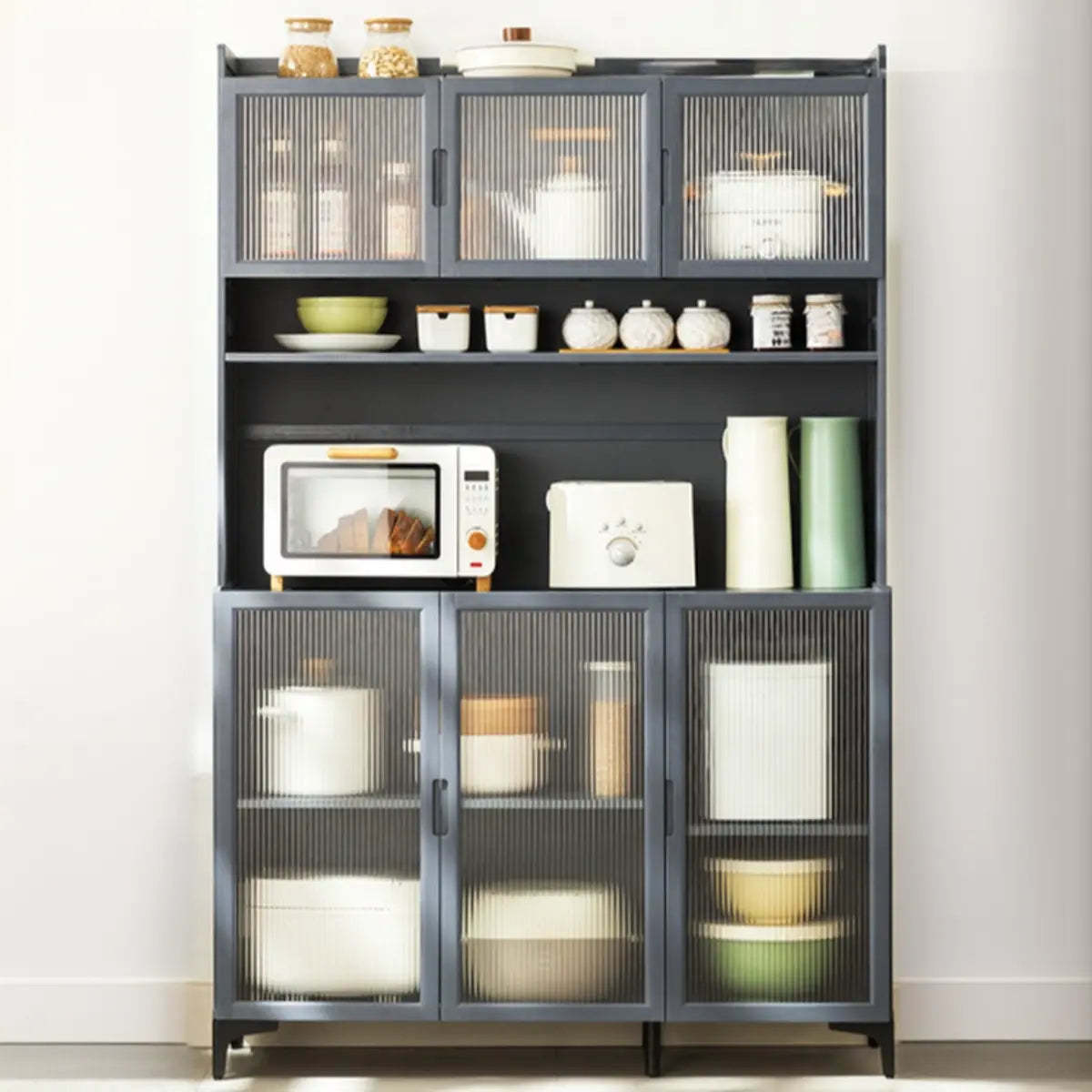 Gray Wood Dining Room Storage China Cabinet