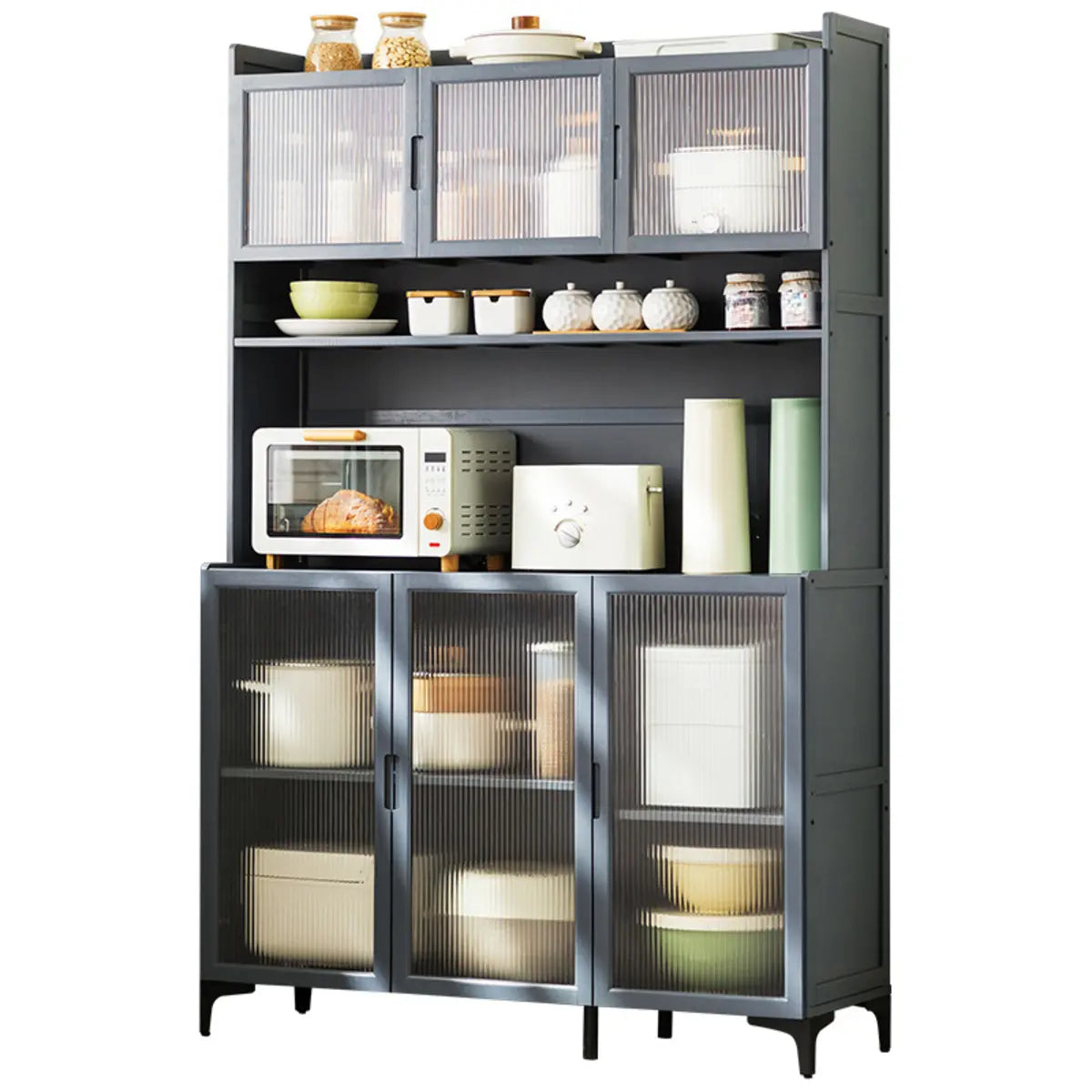 Gray Wood Dining Room Storage China Cabinet