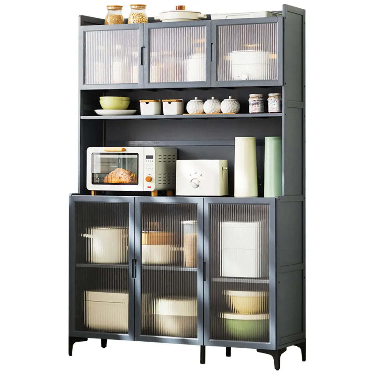 Gray Wood Dining Room Storage China Cabinet