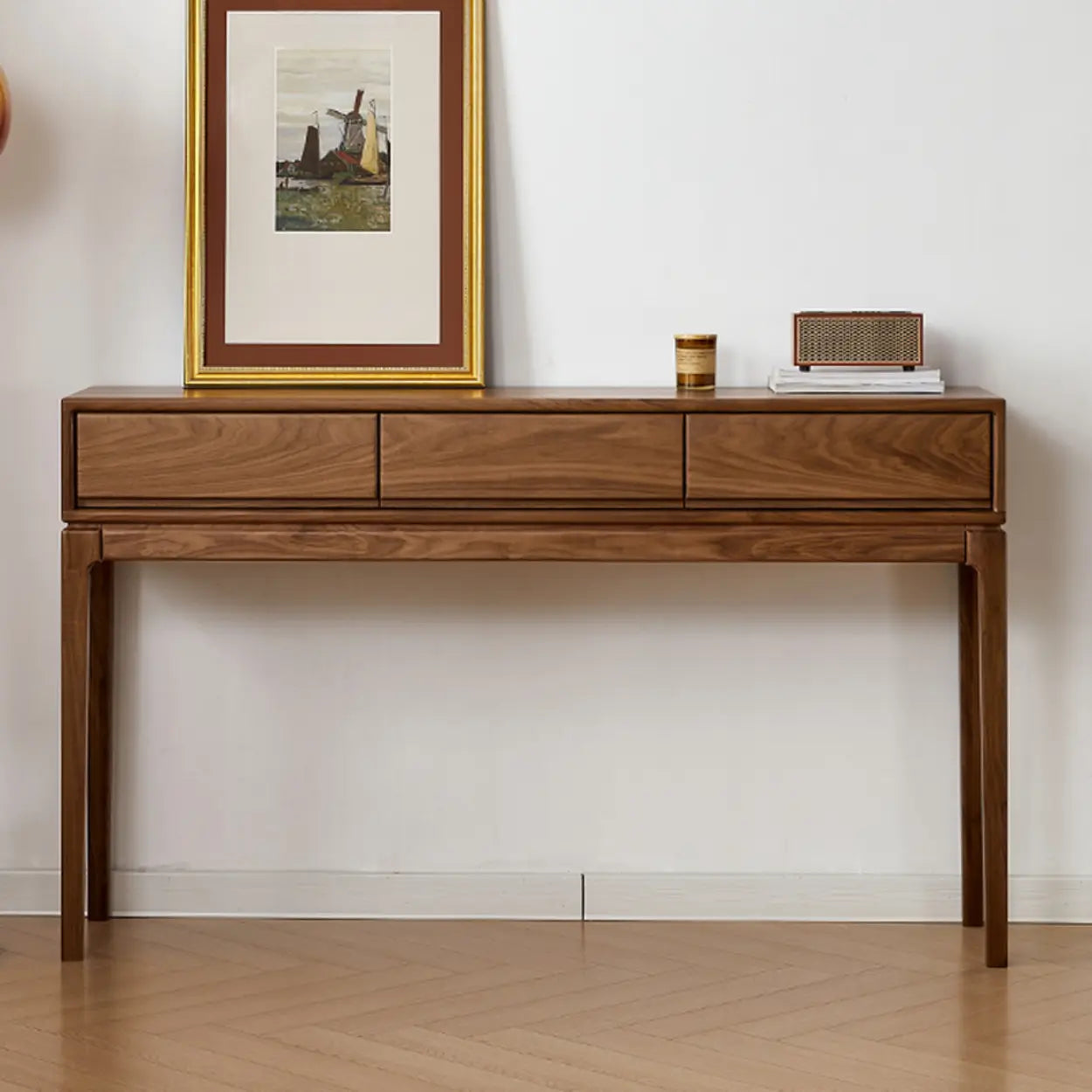 Espresso Wood Large Console Table with Drawers