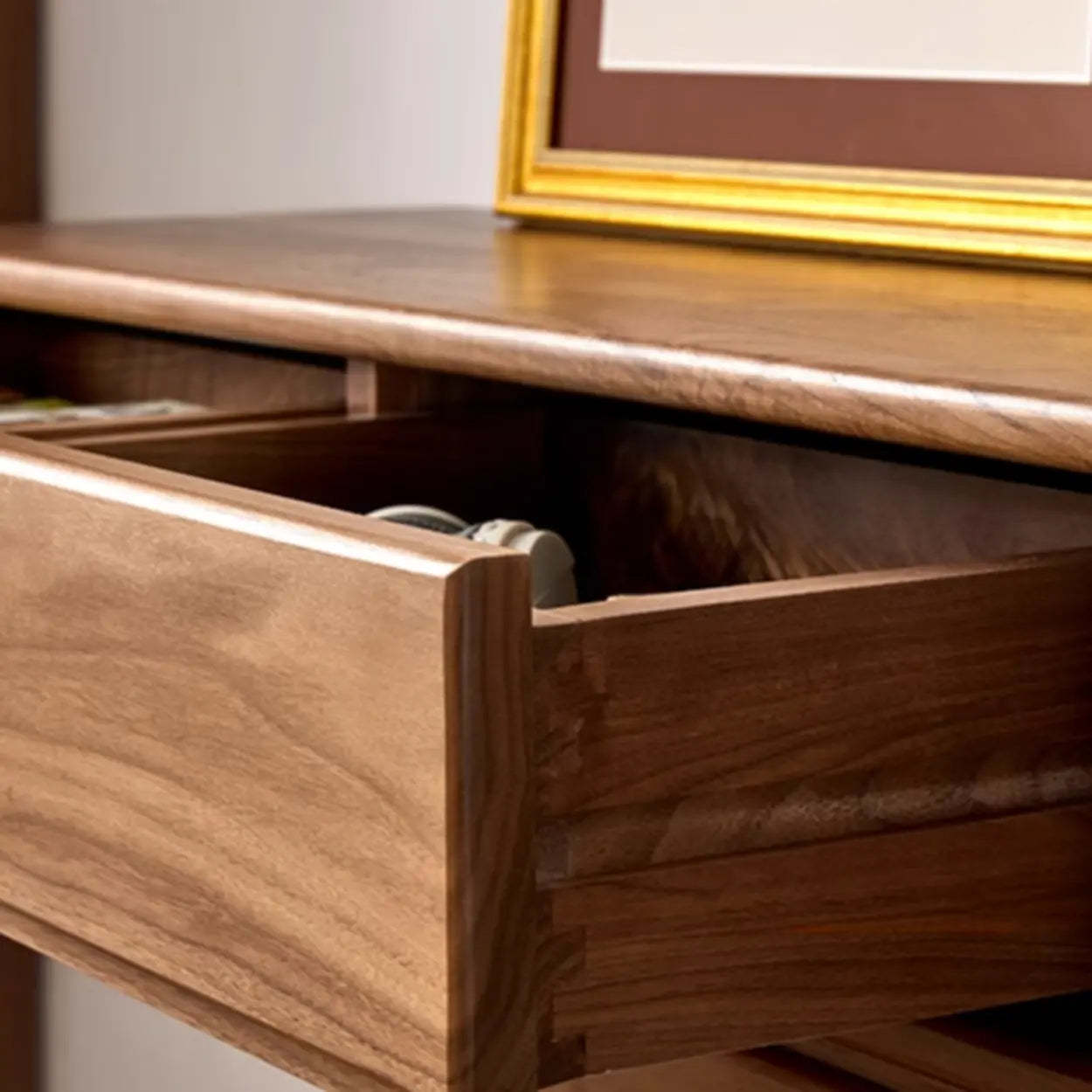 Espresso Wood Large Console Table with Drawers — Solid  Wood