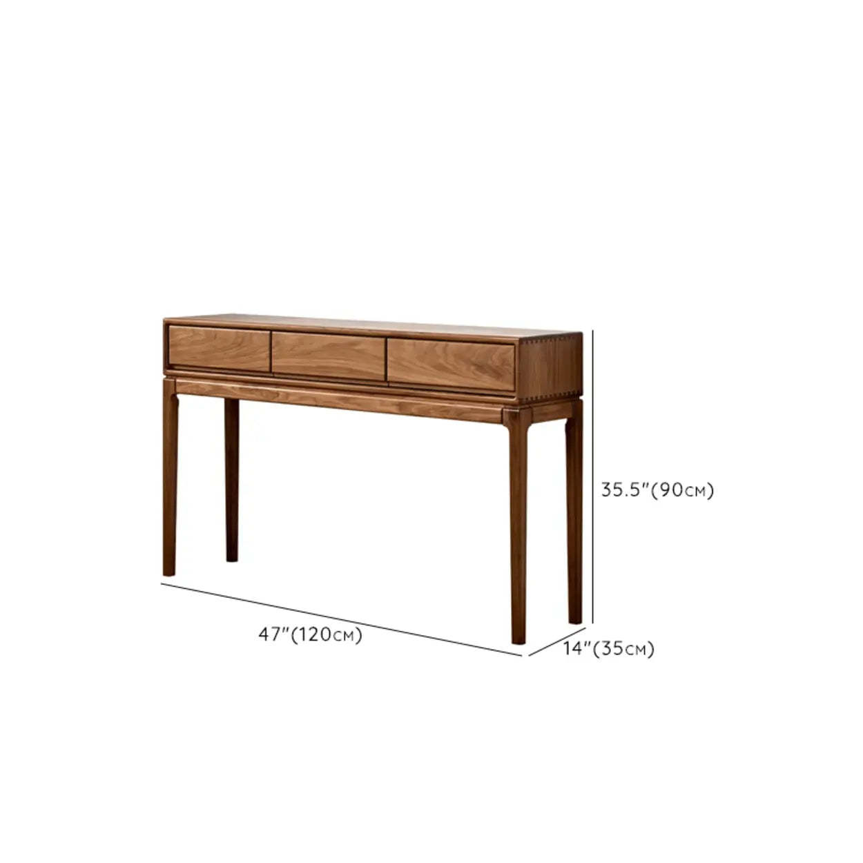 Espresso Wood Large Console Table with Drawers