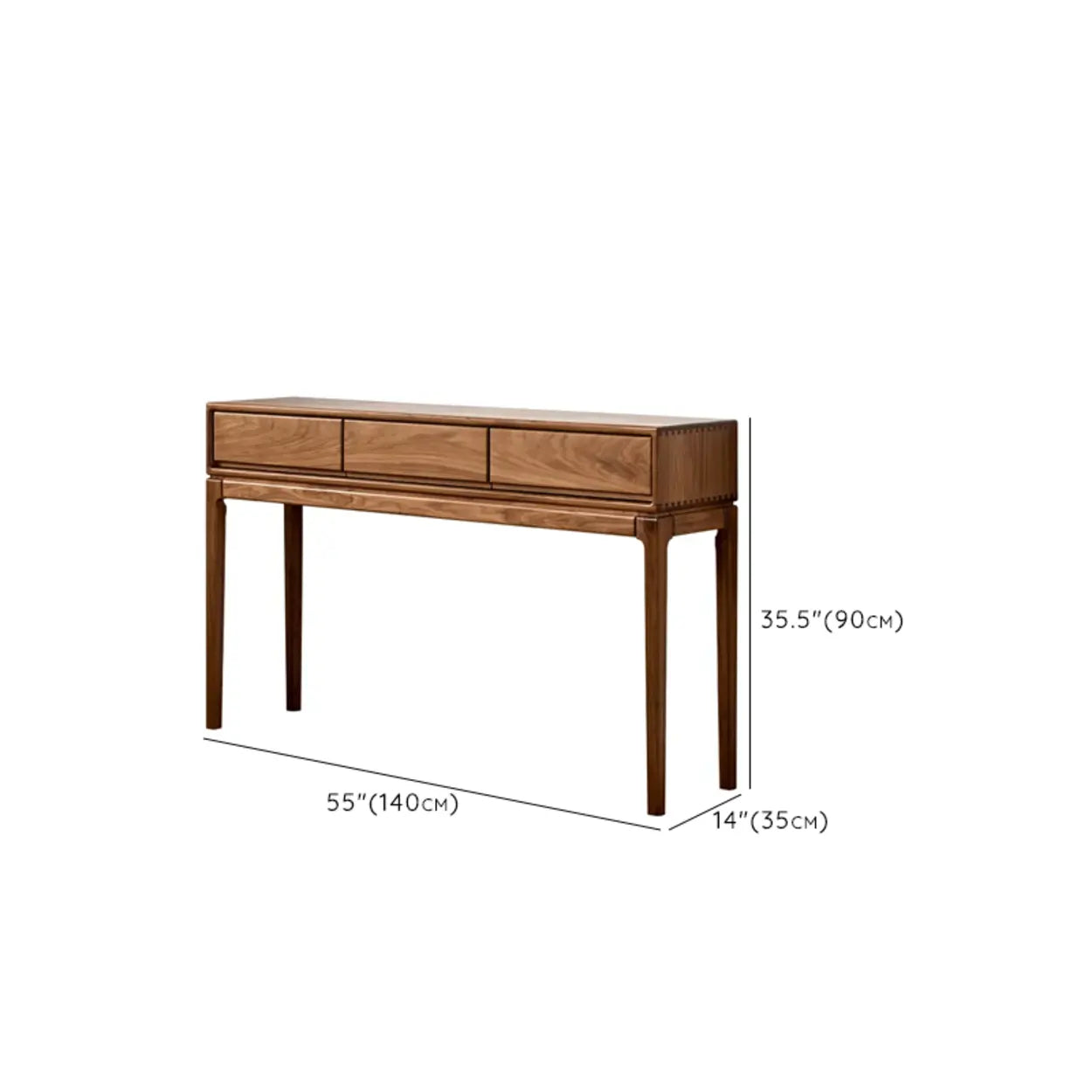 Espresso Wood Large Console Table with Drawers