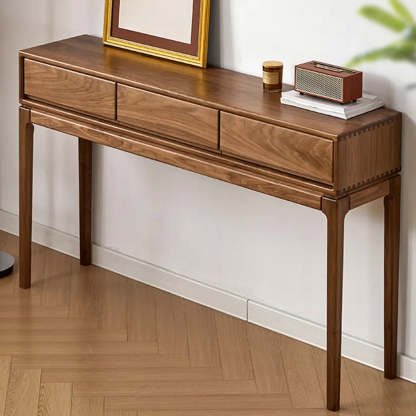 Espresso Wood Large Console Table with Drawers — Solid  Wood