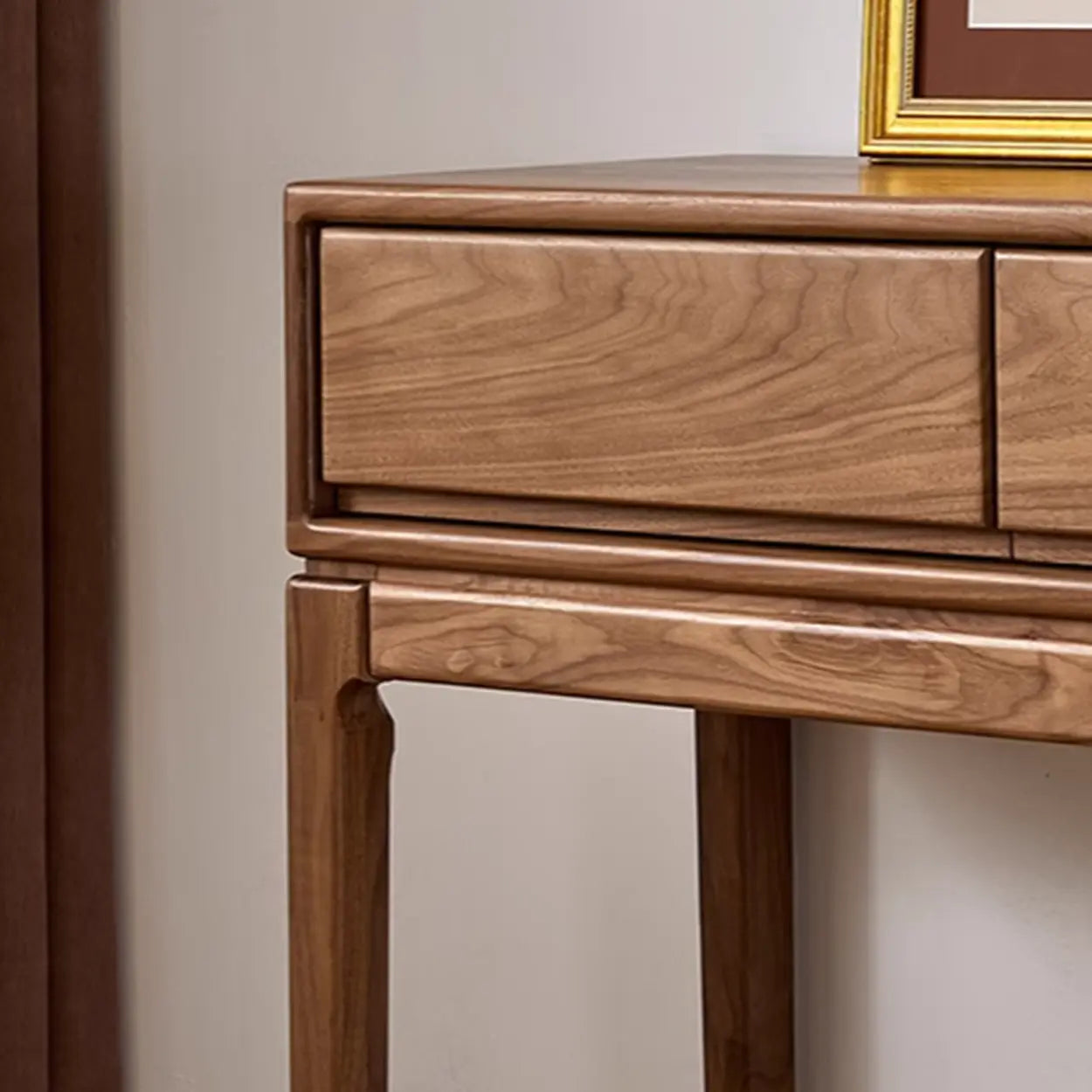 Espresso Wood Large Console Table with Drawers — Solid  Wood