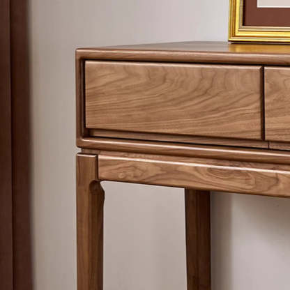 Espresso Wood Large Console Table with Drawers — Solid  Wood