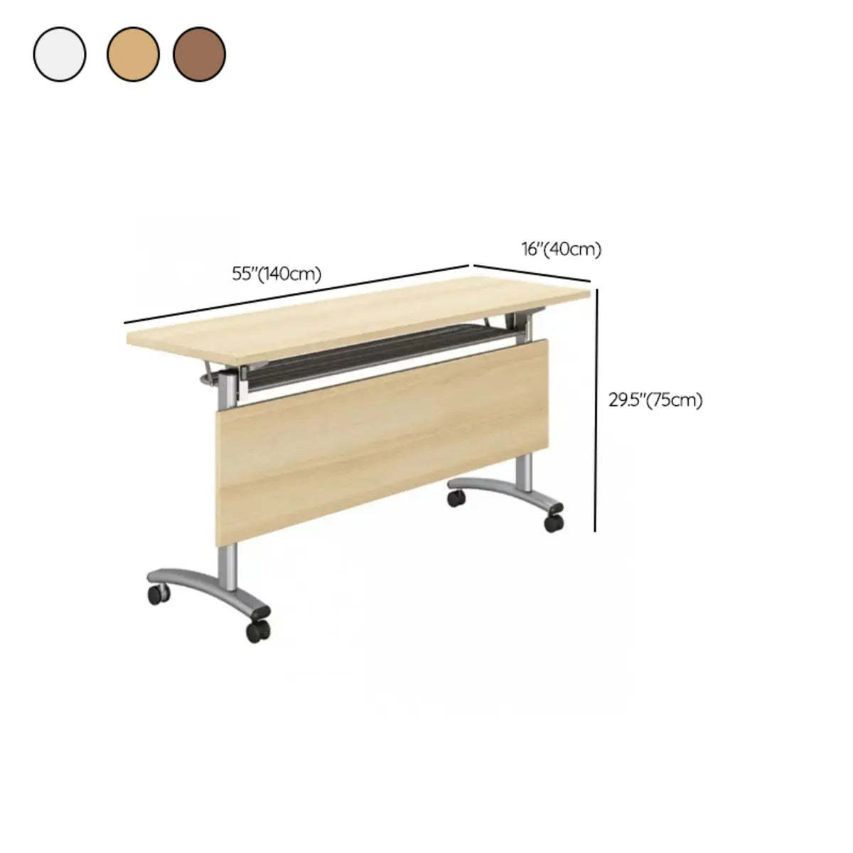 Wood T-Shape Double Computer Desk with Casters