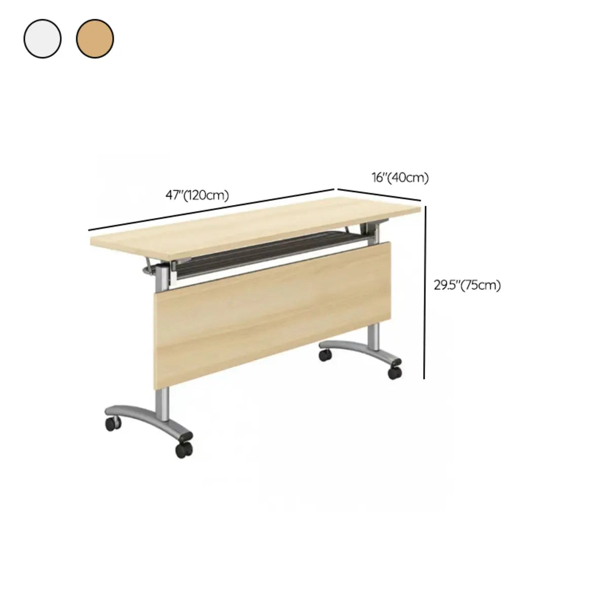 Wood T-Shape Double Computer Desk with Casters