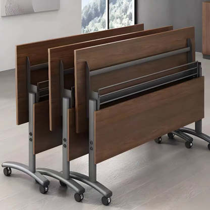 Wood T-Shape Double Computer Desk with Casters — White / Without Chairs