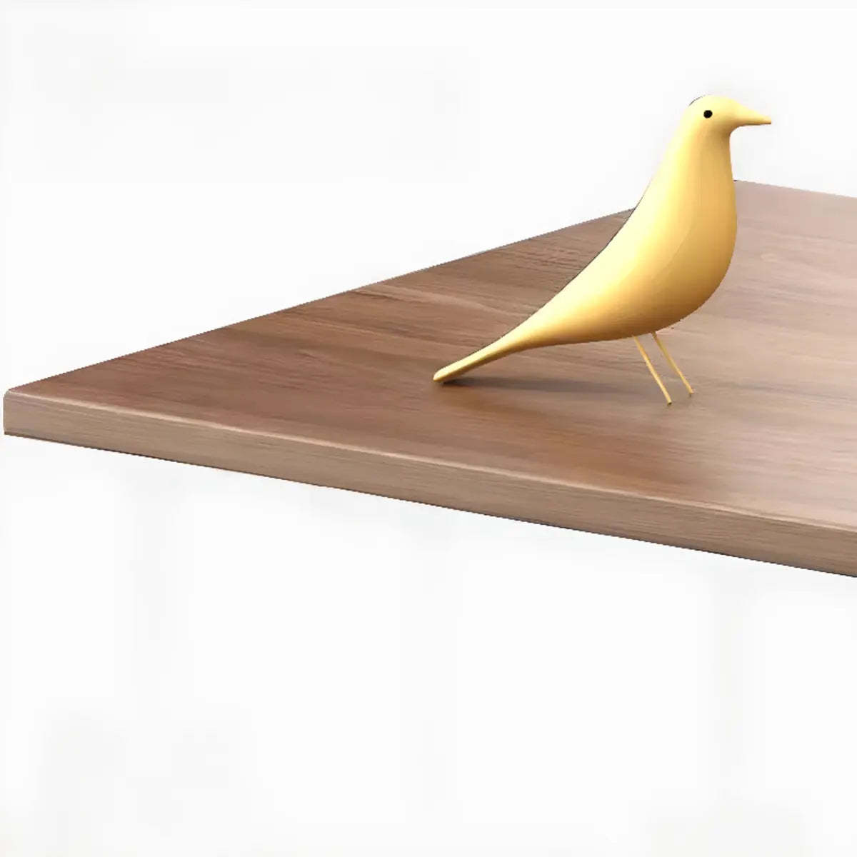 Wood T-Shape Double Computer Desk with Casters — Walnut / Without Chairs