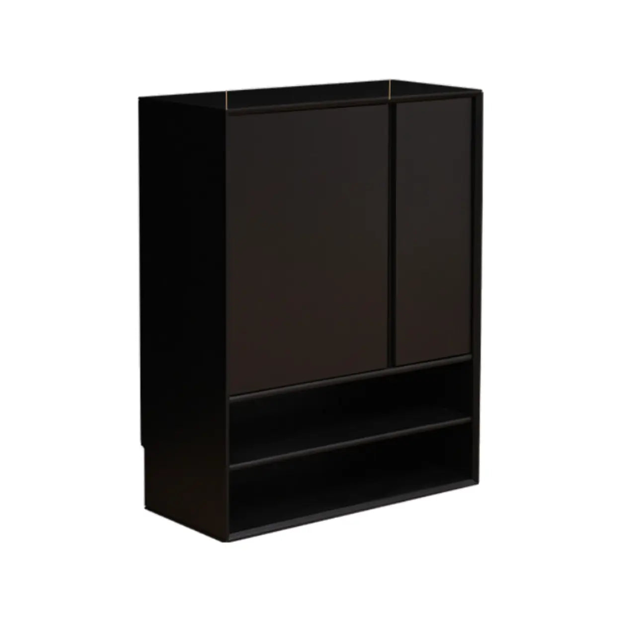 Black Wood Freestanding Shoe Rack with Shelves — Nut-Brown