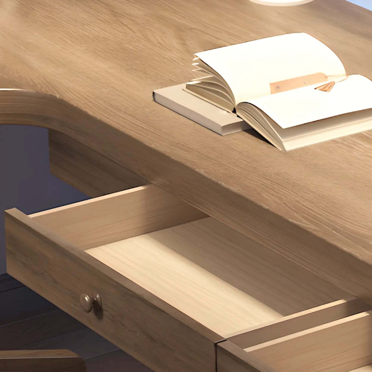 Wood Hutch L-Shape Double Computer Desk with Drawers