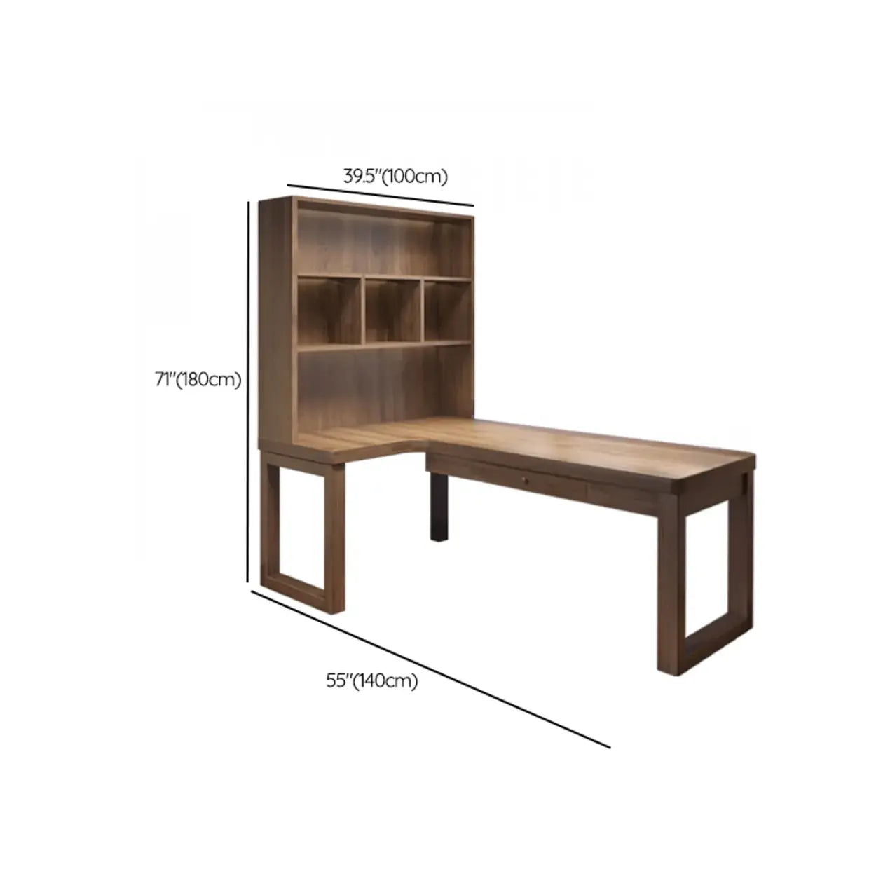 Wood Hutch L-Shape Double Computer Desk with Drawers
