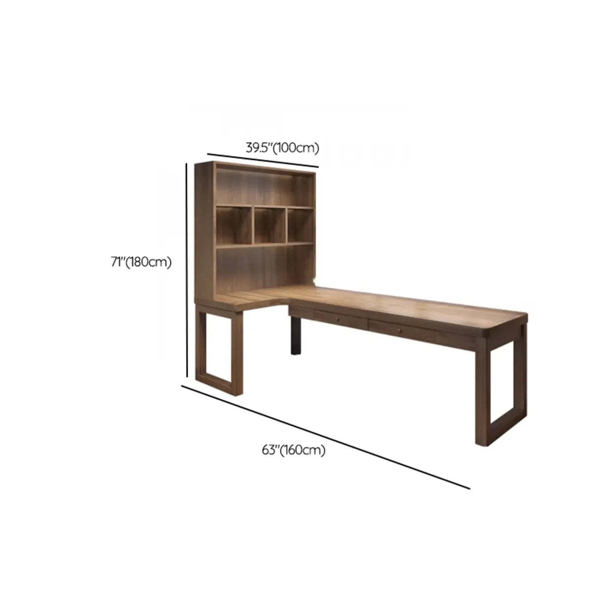 Wood Hutch L-Shape Double Computer Desk with Drawers