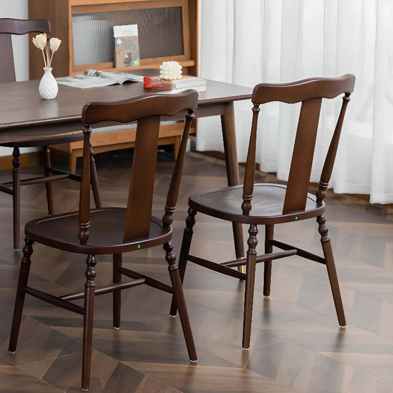 Wood Open Slat Back Ash Dining Chair Walnut — Brown / Wood