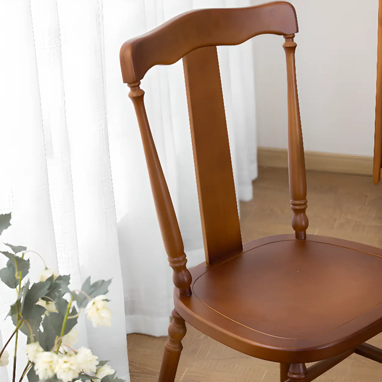 Wood Open Slat Back Ash Dining Chair Walnut