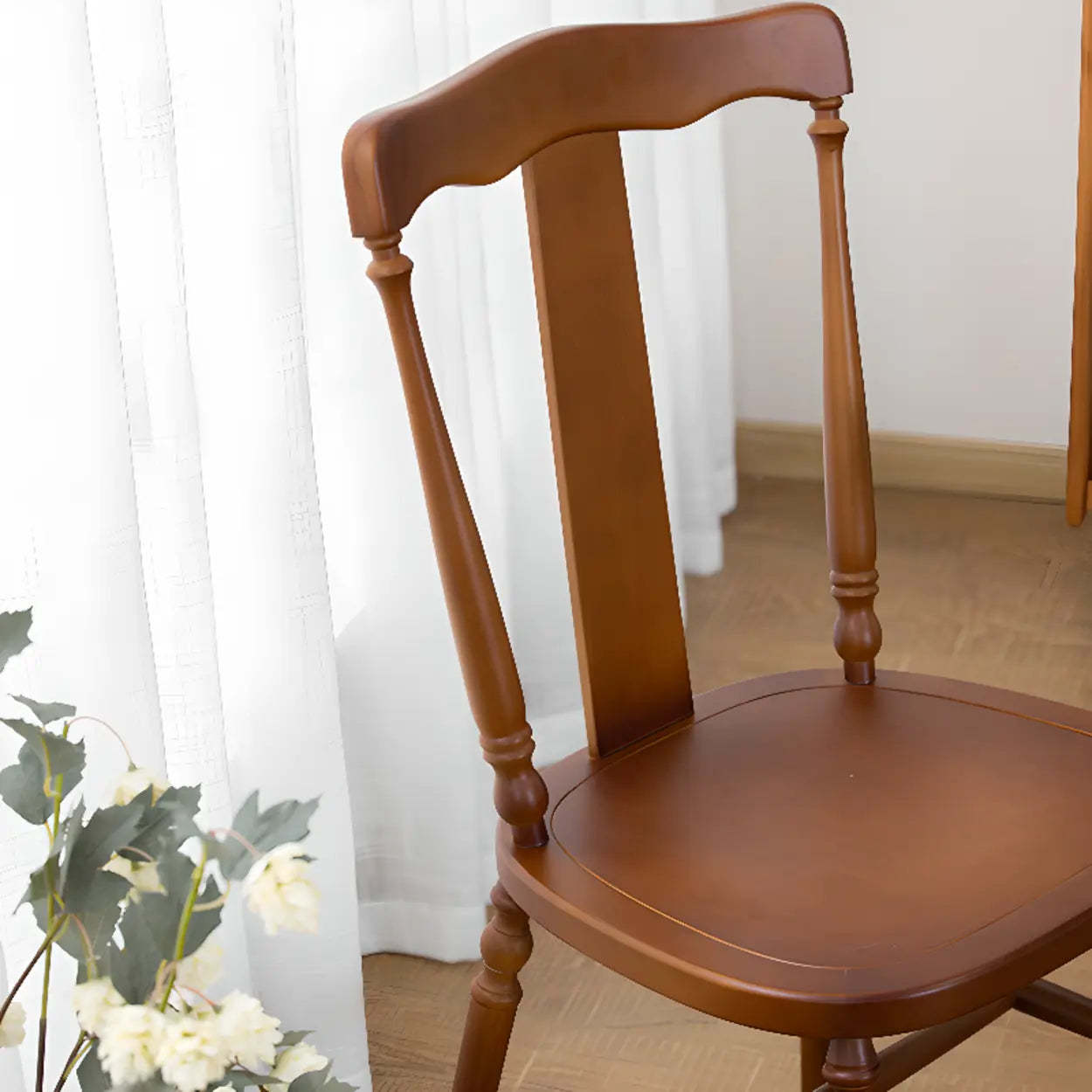 Wood Open Slat Back Ash Dining Chair Walnut