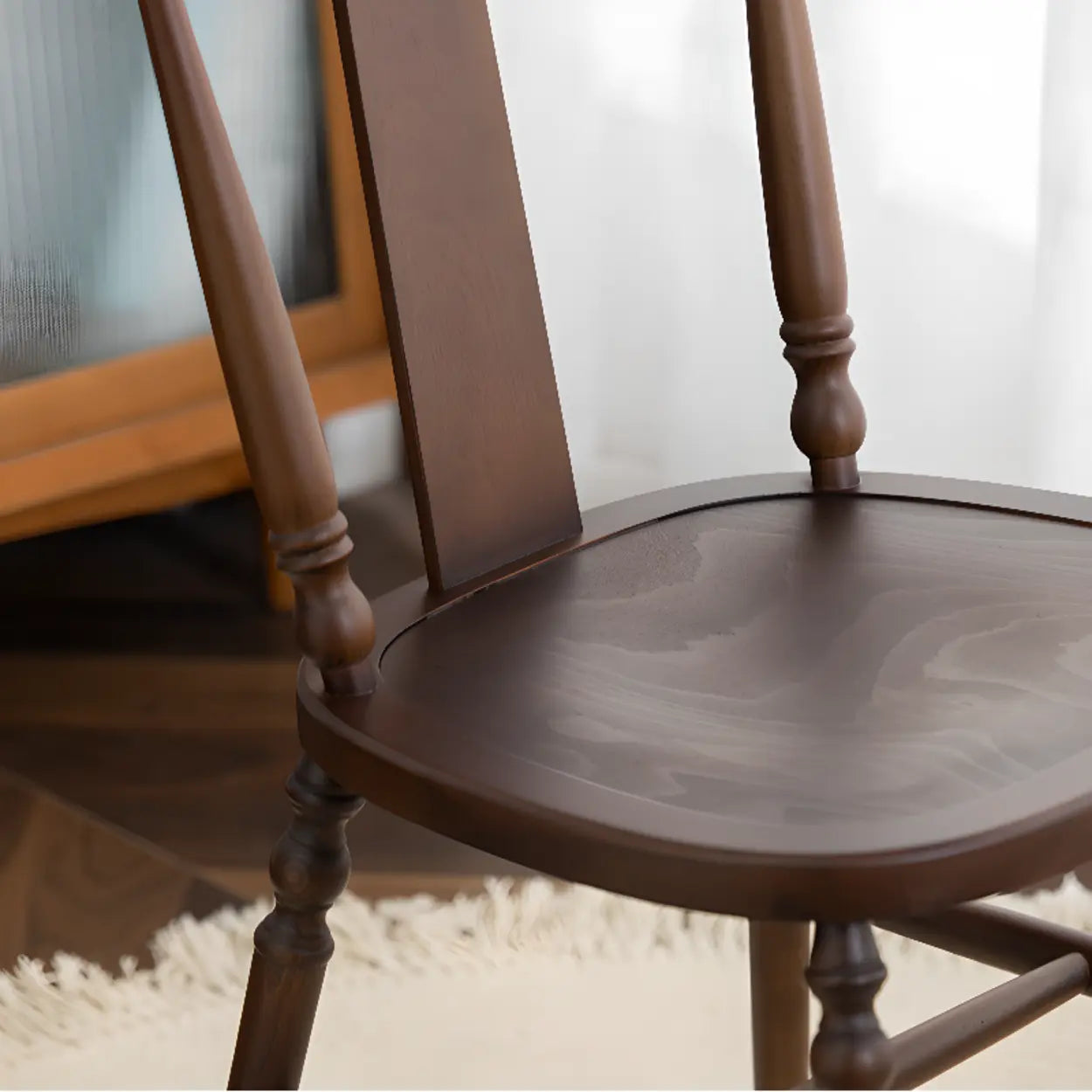 Wood Open Slat Back Ash Dining Chair Walnut