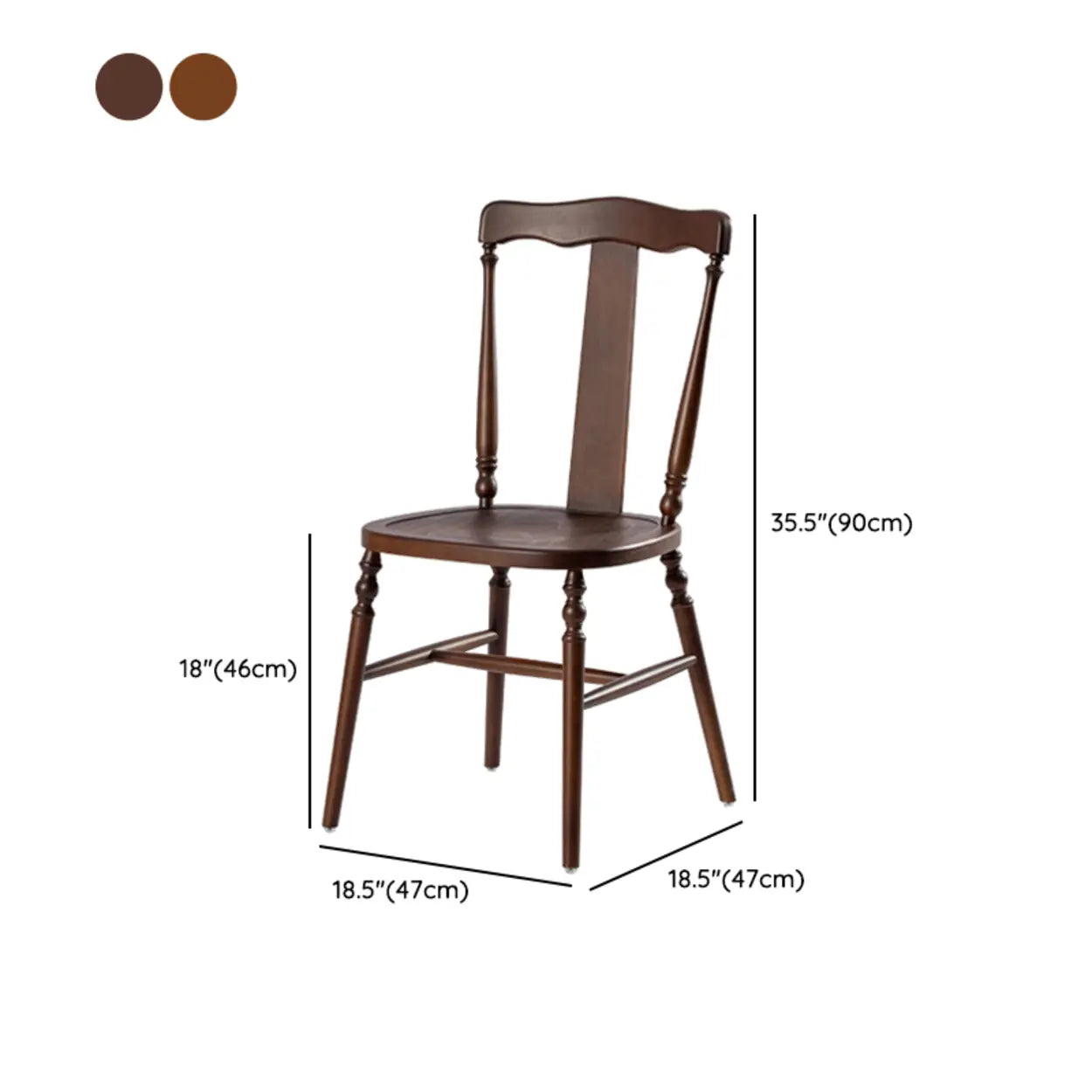 Wood Open Slat Back Ash Dining Chair Walnut