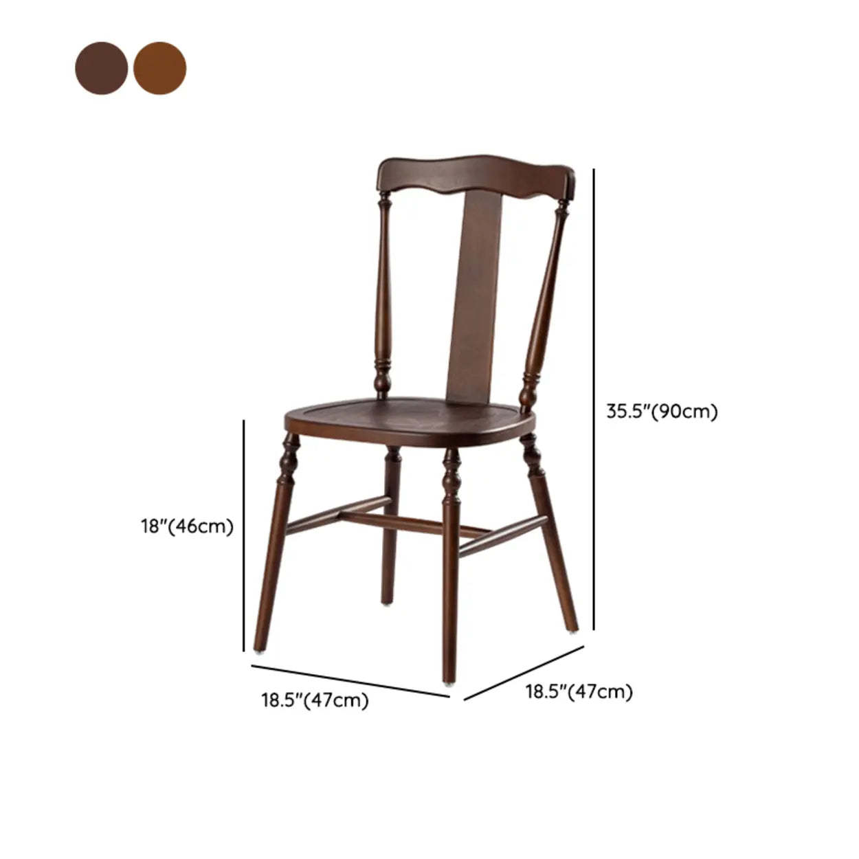 Wood Open Slat Back Ash Dining Chair Walnut