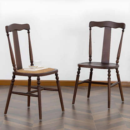 Wood Open Slat Back Ash Dining Chair Walnut — Black Walnut / Wicker & Rattan