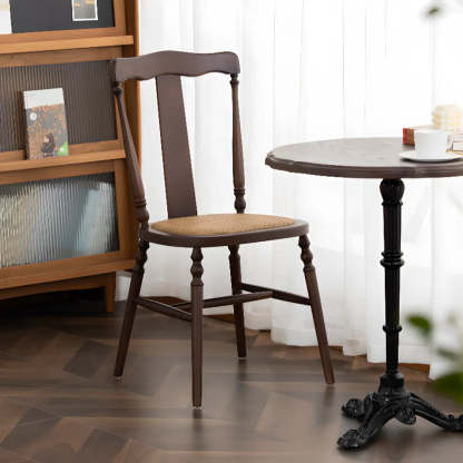 Wood Open Slat Back Ash Dining Chair Walnut