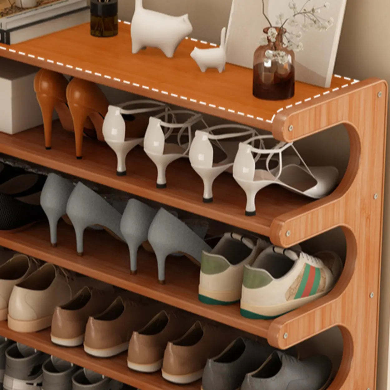 Vertical Freestanding Wood Shoe Rack