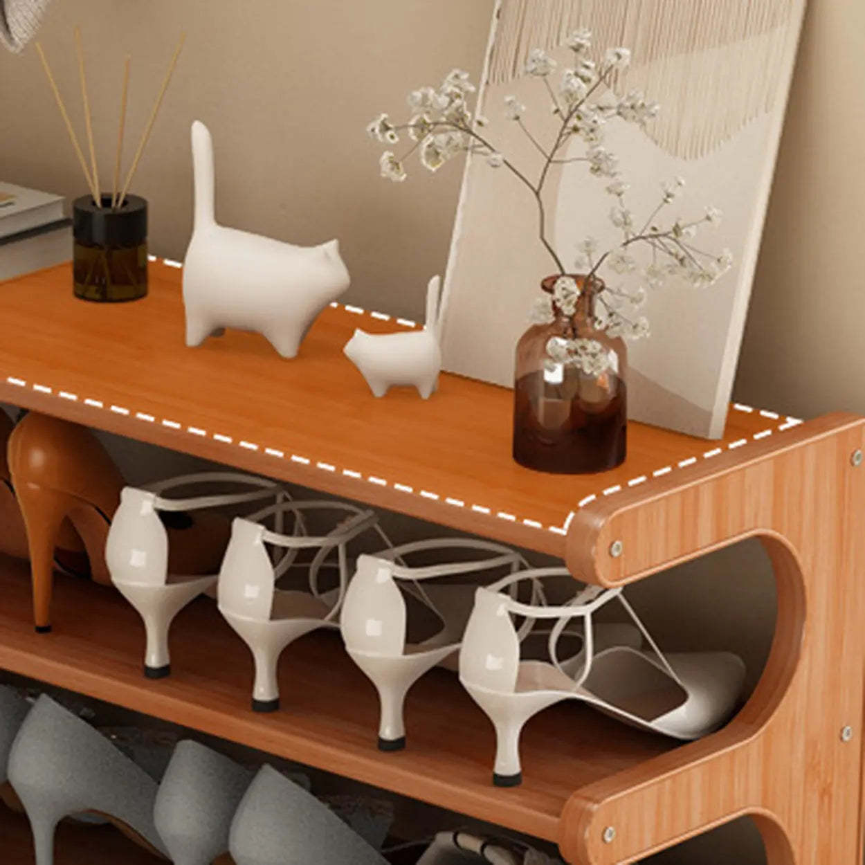 Vertical Freestanding Wood Shoe Rack