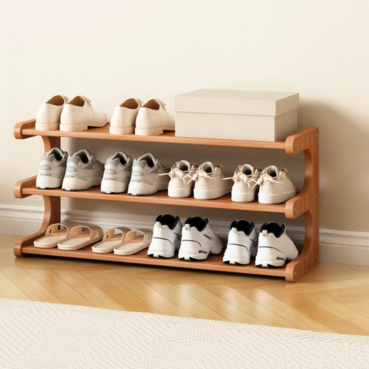 Vertical Freestanding Wood Shoe Rack