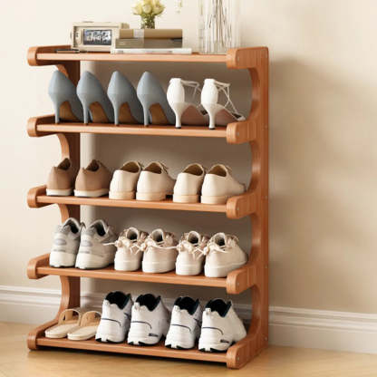Vertical Freestanding Wood Shoe Rack