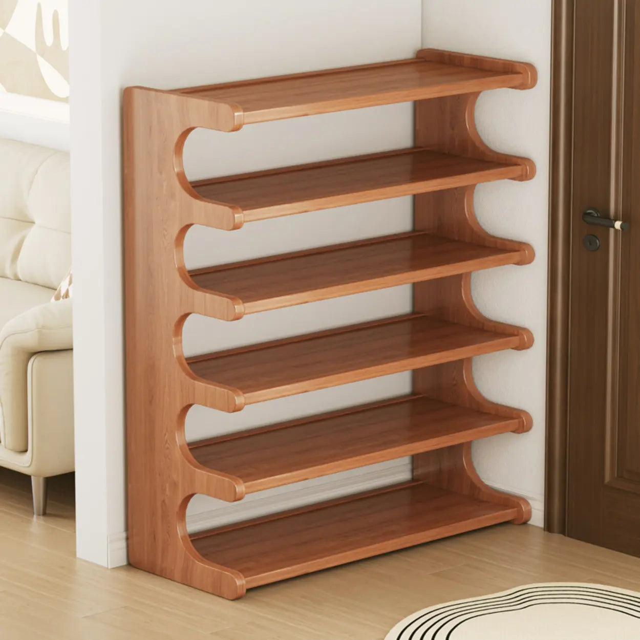 Vertical Freestanding Wood Shoe Rack