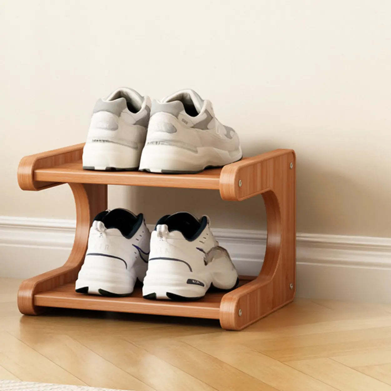 Vertical Freestanding Wood Shoe Rack