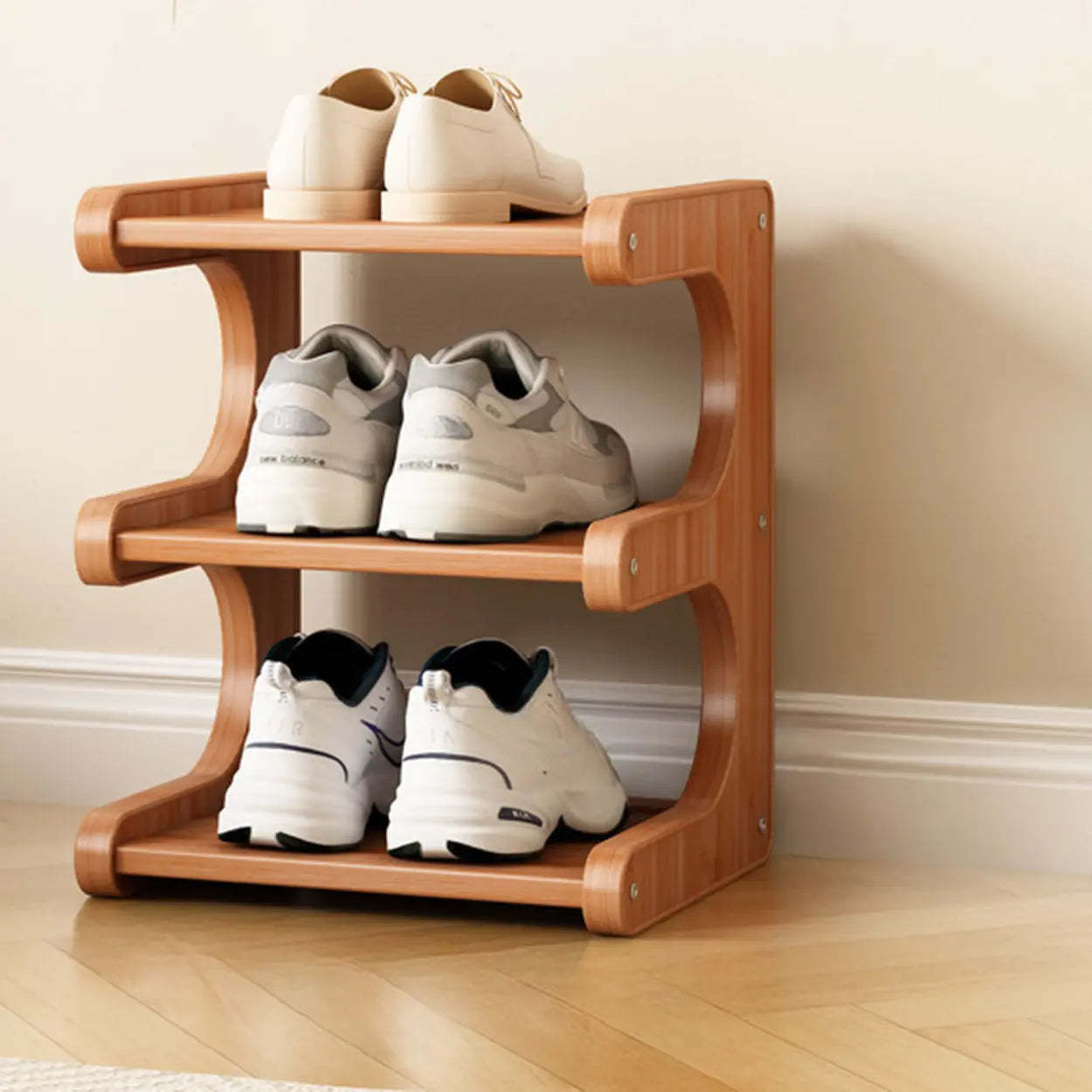 Vertical Freestanding Wood Shoe Rack