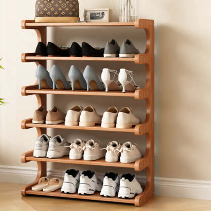 Vertical Freestanding Wood Shoe Rack