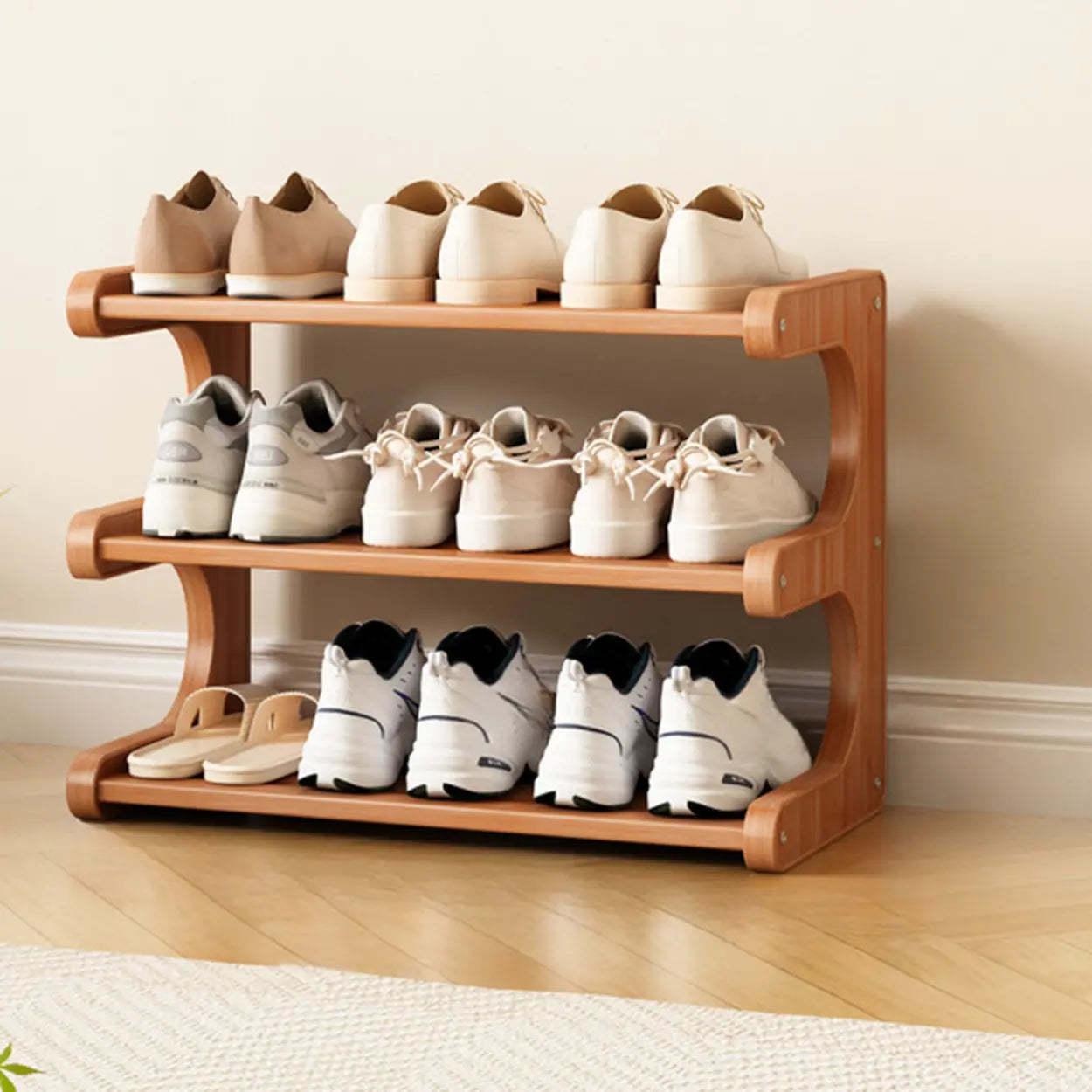 Vertical Freestanding Wood Shoe Rack
